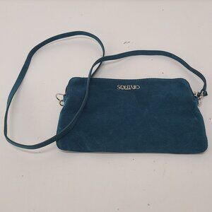 Soleiado Women's Suede Boho Emboardary Top Zip Small Bag Blue One Size